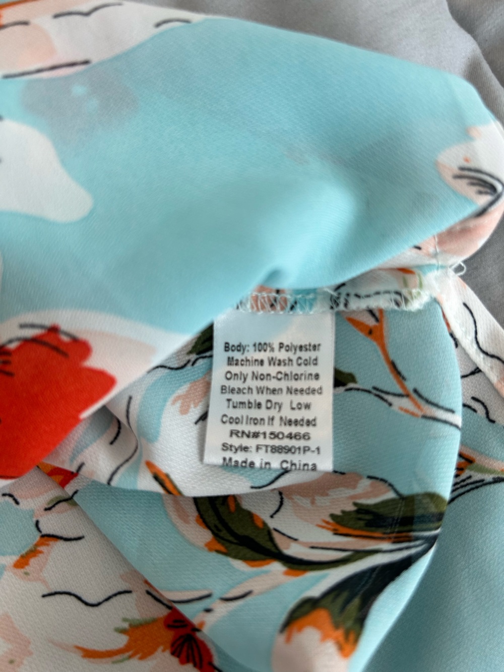 fun 2 fun Aqua Floral Blouse with Red Accents - Picture 11 of 11